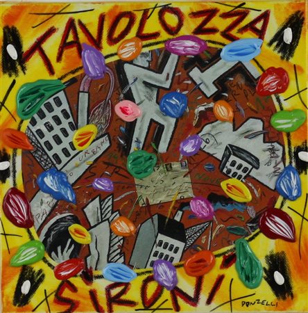 Bruno Donzelli ( Napoli 1941) Tavolozza Sironi Dim.25x25 Tecnica mista su...