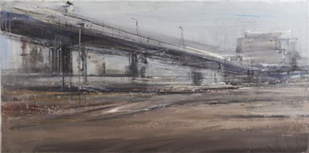 Riccardo Luchini ( Milano 1949) Periferia Dim.40x80 Olio su tela Autentica su...