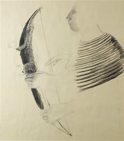 Girolamo Ciulla ( Caltanissetta 1952) Senza titolo 1988 Dim.78x70 carbone su...