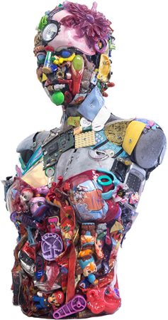 Dario Tironi ( Bergamo 1980) Busto Dim.74x47x30 Scultura con innesti...