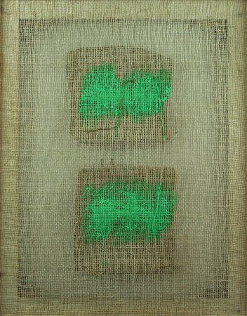 SALVATORE EMBLEMA Terzigno 1929 - 2006 terra colorata su tela di juta anno...