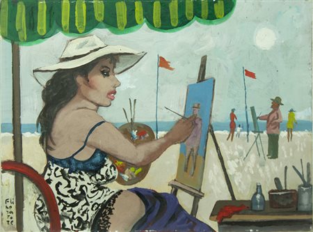 FAUSTO MARIA LIBERATORE Lucca 1922 - 2004 olio su masonite cm 30x40 firmato...