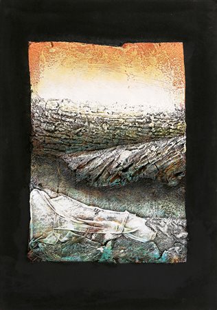 MARIO PASCHETTA Milano 1949 " Carta di viaggio " tecnica mista polimaterica...