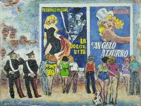 WALTER PIACESI Ascoli Piceno 1929 " Pubblicità " olio su tavola anno 2014 cm...