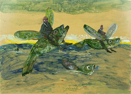 ANTONIO POSSENTI Lucca 1933-2016 olio e tecnica mista su cartoncino 38x52 cm...