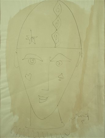 FRANCO ROGNONI Milano 1913-1999 " omaggio a Picasso " disegno e acquerello su...
