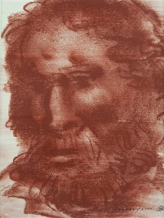 PIETRO ANNIGONI Milano, 1910 – Firenze, 1988 " Volto maschile " sanguigna su...