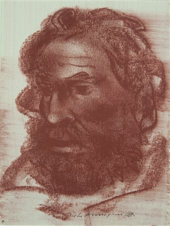 PIETRO ANNIGONI Milano, 1910 – Firenze, 1988 " Volto maschile " sanguigna su...