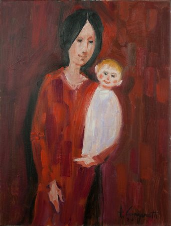 TRENTO LONGARETTI Treviglio 1916 – Bergamo 2017 " Madre in rosso su fondo...