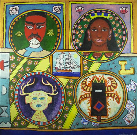 MARTIN BRADLEY Richmond 1931 " Gramatis personae " olio su tela anno 1972 cm...