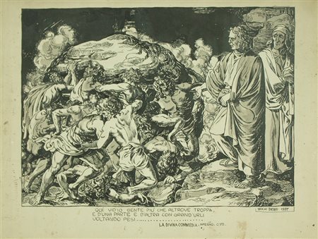 VINICIO BERTI Firenze, 1921 – 1991 " La Divina Commedia - Inferno Canto VII "...