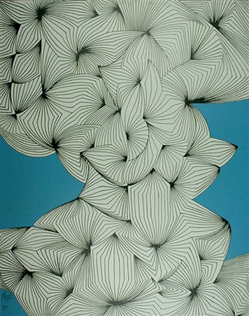 CORRADO CAGLI Ancona 1910 – Roma 1976 " Sistema di curve a usbergo " pittura...