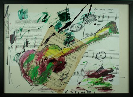 GIUSEPPE CHIARI Firenze 1926 tecnica mista e collage su tela cm 50x70 firmato...