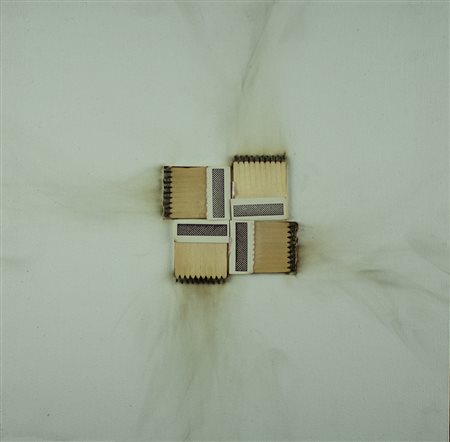 BERNARD AUBERTIN Fontenay-aux-Roses 1934 combustione di fiammiferi su tela cm...