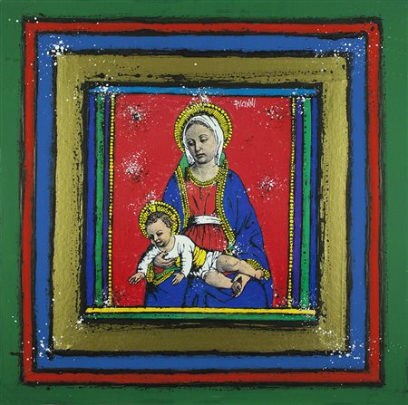 GENNARO PICINNI Bari 1933 tecnica mista e tempera cm 50x50 firmato al fronte...