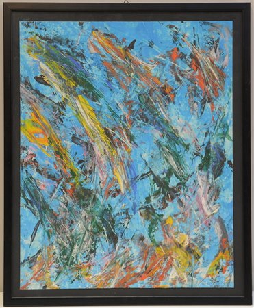 Ignoto "Senza titolo" tecnica mista su carta (cm 49,5x39,5) firmato in basso...