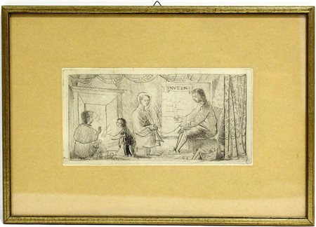 Ignoto "Inverno" acquaforte (battuta cm 12x23,5) in cornice