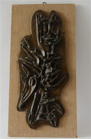 Firma indecifrata "Senza titolo" composizione su resina applicata su pannello...