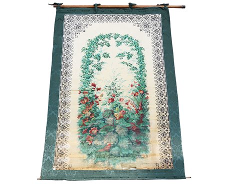 [Tappeti] Arazzo, Europa, secolo XX. In cotone stampato a mano a plancia...
