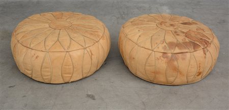 Coppia di pouf in pelle