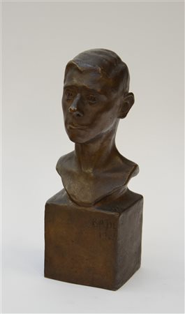 Badl "Busto di giovane" scultura in bronzo brunito firmata Badl 1919 sul...