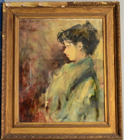 Gianni Tedeschi "Profilo di ragazza" acquerello (cm 72x60) firmato in basso a...