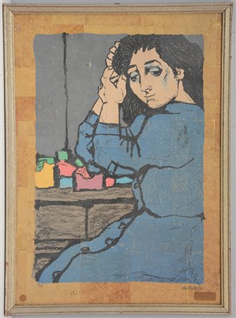 Domenico Cantatore (Ruvo Di Puglia 1906 - Parigi 1998)"Figura" multiplo su...