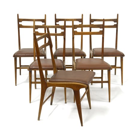 Ezio Minotti Sei sedie in legno di frassino. Produzione canturina, Italia,...