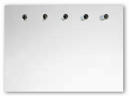 Specchio da toilette a giorno con cinque luci. Italia, anni 70 (cm 120x81,5)