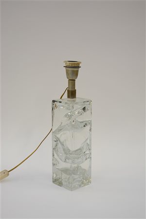 Barovier & Toso Lampada da tavolo di forma parallelepipeda in vetro incolore...