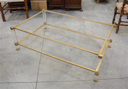 Struttura in plexiglass e metallo dorato. Italia, anni 70 (cm 127x40x72,5)...