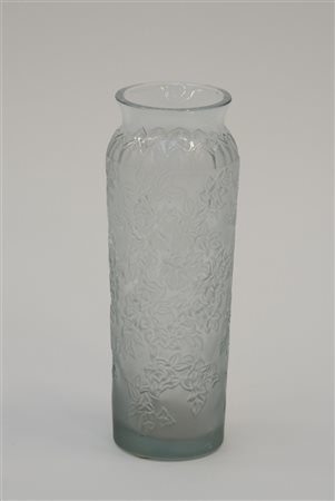 Lalique Piccolo vaso in vetro azzurrino trasparente soffiato in stampo,...