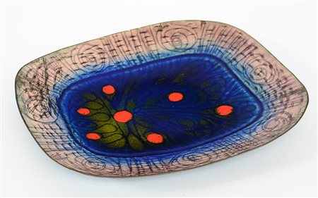 Studio Laurana, Pesaro Svuotatasche in rame martellato e smaltato nei toni...