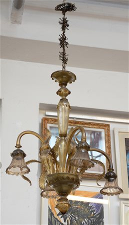 Manifattura di Murano, lampada a quattro luci in vetro soffiato con...