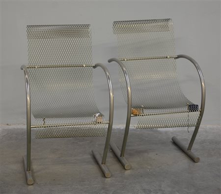 Shiro Kuramata Coppia di sedie modello "Sing Sing Sing". Produzione XO,...