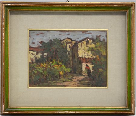 Comparini "La casa di Gigino nel barco" olio su tavoletta (cm 22x30) firmato...