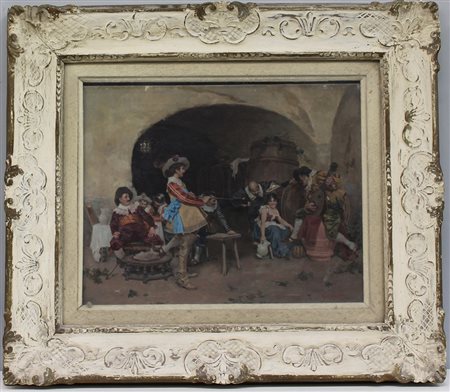 Goutier "Scena d’interno" olio su tela (cm 40x50) firmato in basso a destra,...