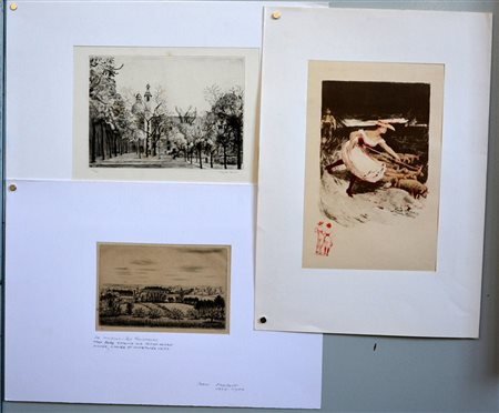 Lotto composto da 18 incisioni raffiguranti per lo più vedute e scene di vita...