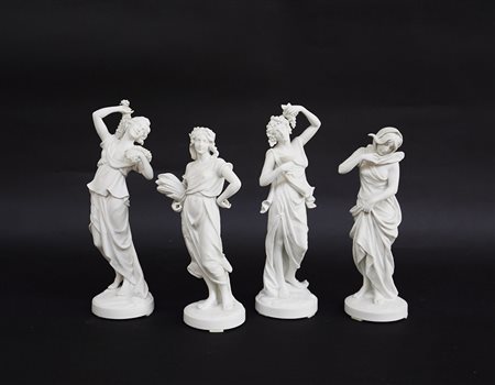 Manifattura portoghese Vista Alegre, gruppo di quattro sculture in biscuit...