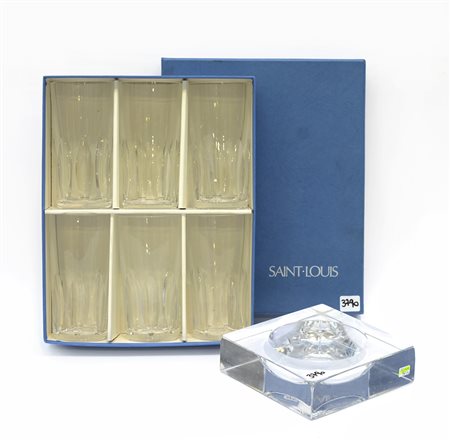 Lotto composto da sei bicchieri marcati Sant Lovis in scatola originale ed un...