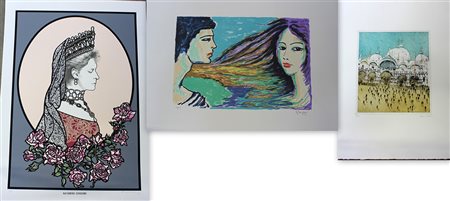 F. Costantini. R. Morra. G. IngegnoLotto composto da una serigrafia,...