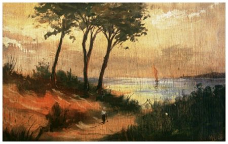 UGO BOTTEGHI Pisa 1893 – Pisa 1977 Senza titolo 1952 Olio su tavola 20 x 33....