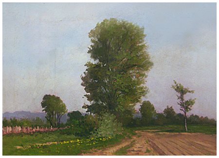 CARLO LUBRANO Livorno Pioppi a San Piero a Grado Olio su tavola 30 x 42....