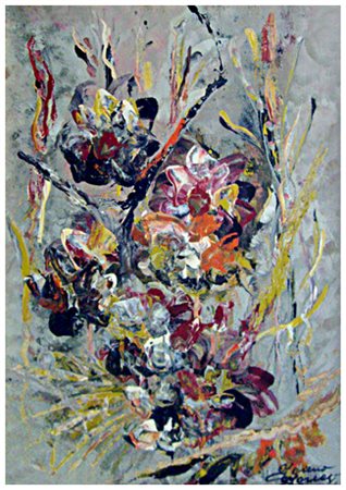 MORENO MORELLI Pisa 1930 – Pisa 1989 Fiori, composizione Olio si juta 50 x...