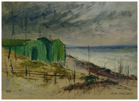 NINO TALOZZI Lari 1920 – Ozieri 2000 Tor Vajanica 1962 Olio su tavola 13 x...