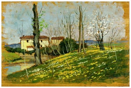 BERNARDI Casa degli Invisibili, Ponte a Ema Olio su tavola 15 x 22. Firma in...