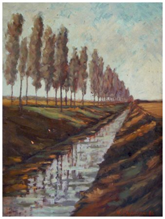 RENZO CHERICONI Pisa 1026 – Pisa 2014 Canale con i pioppi a Coltano, Pisa...