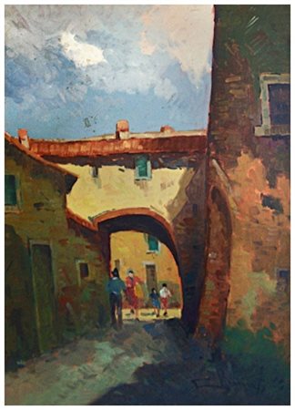 VILLY CLEMENTE Livorno 1923 – Livorno 1999 Vicolo Olio su tela 70 x 50. Firma...