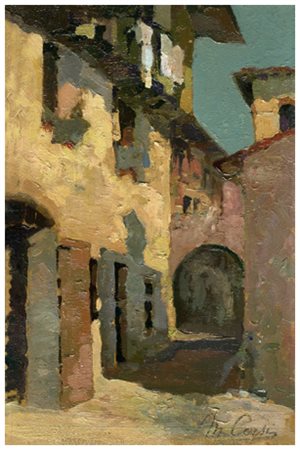 M. CORSI Senza titolo Olio su cartone 31 x 19,5. Firma in b. a d. B.A.: 50