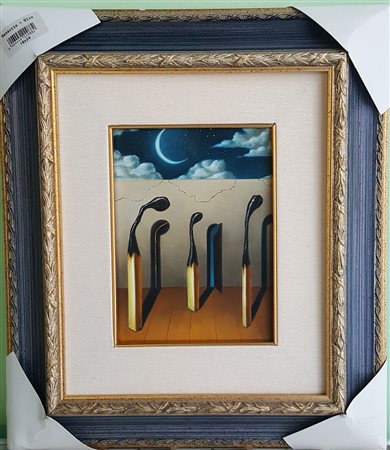Davide Nunziante, "Trittico metafisico 02", olio su tela cm 18x24, autentica...